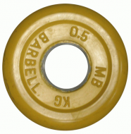 Обрезиненный диск Barbell желтый 0,5 кг 26 мм